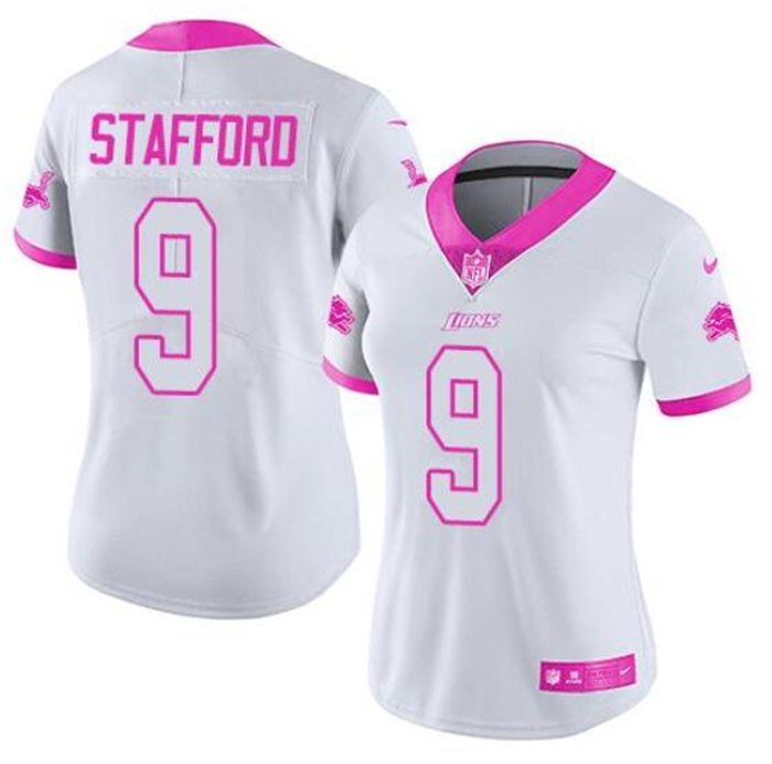 Women's Detroit Lions Customized White/Pink Limited Rush Fashion Stitched Jersey(Run Small) Women's Detroit Lions Customized White/Pink Limited Rush Fashion Stitched Jersey(Run Small)